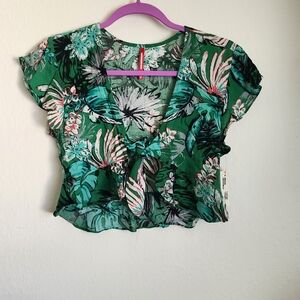 UNIONBAY Green Floral Crop Top